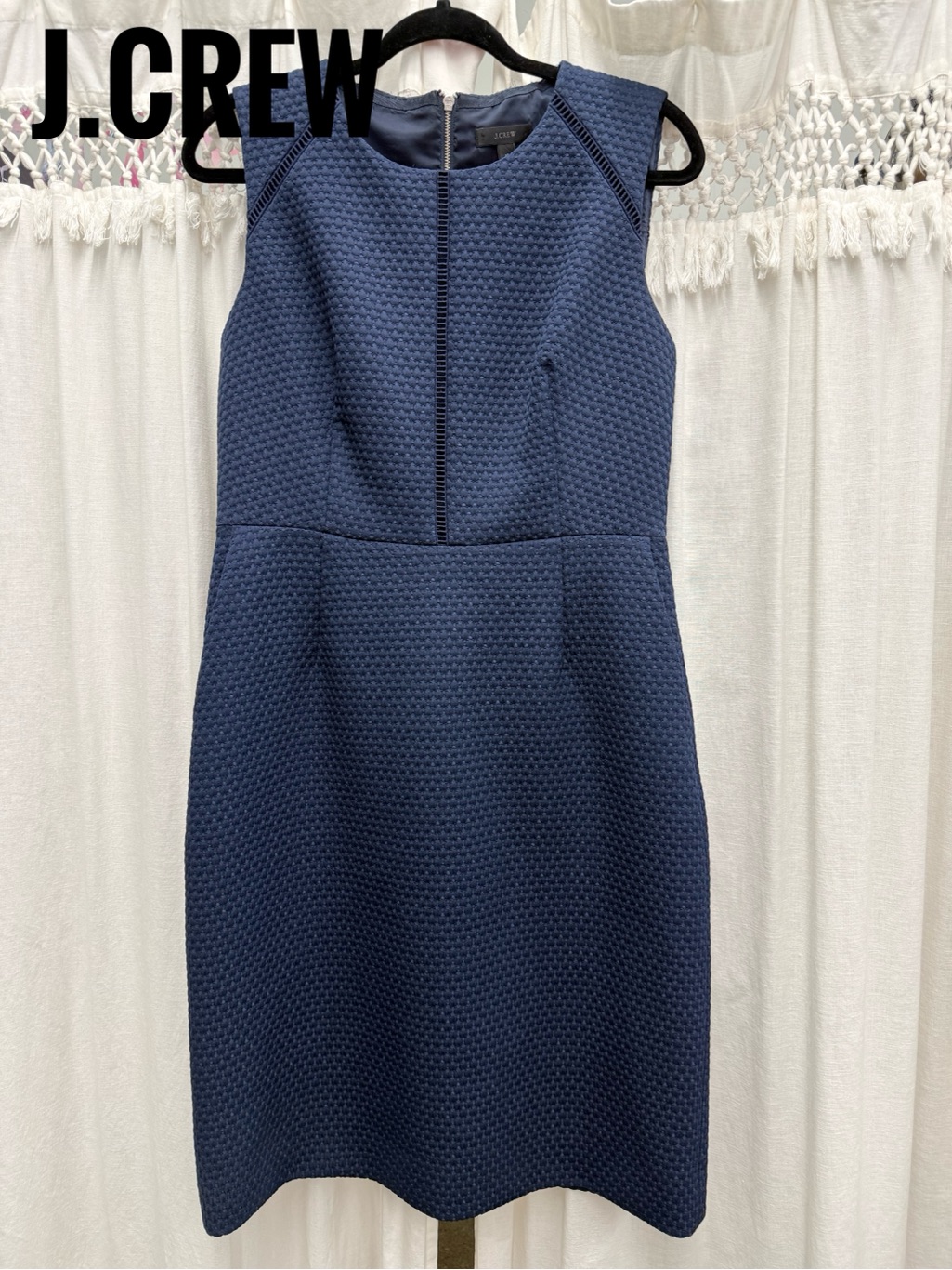 J Crew Structured Sleeveless Sheath Dress. Navy. Sz 10. Excellent Condition.